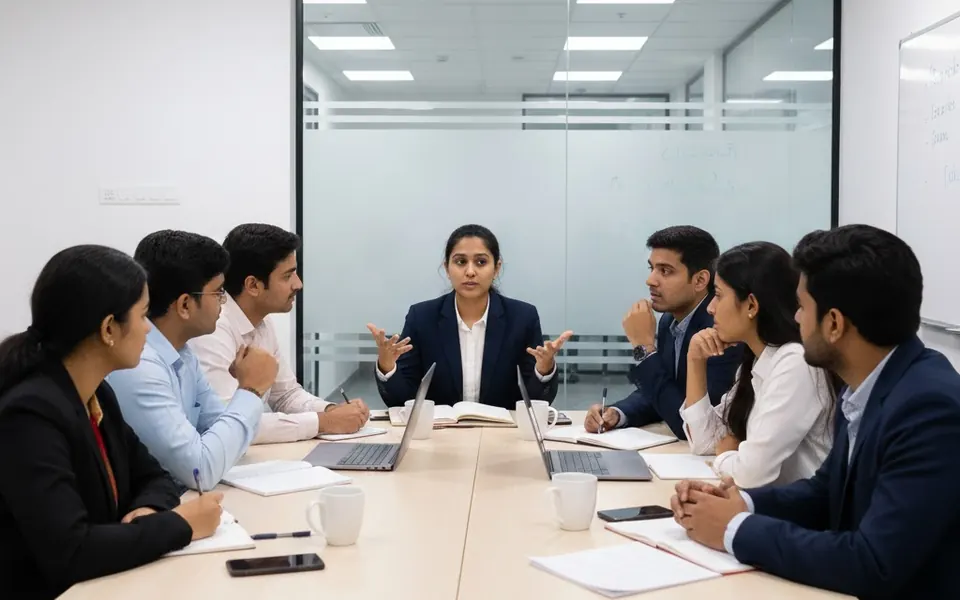 Students in a classroom discussion at First Bridge
