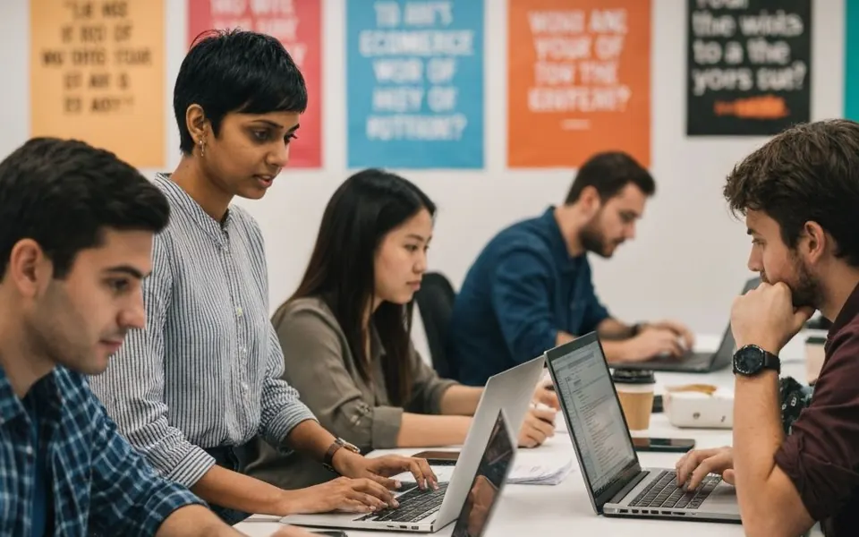 Students working together on a laptop